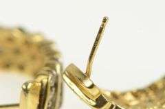 14K Yellow Gold 0.84 Ctw Diamond Striped Semi Hoop Curved Earrings