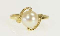 14K Yellow Gold 7.6mm Pearl Classic Vintage Bypass Ring