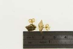 14K Yellow Gold Maple Leaf Nature Motif Vintage Stud Earrings