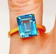 14KT YELLOW GOLD & 6.00 CARAT BLUE TOPAZ COCKTAIL RING