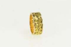 14K Yellow Gold 8.0mm Textured Nugget Gold Rush Band Ring