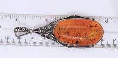 Art Deco 925 Sterling Silver Amber Pendant