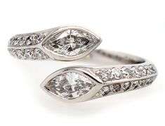 0.90ctw Marquise and Round Diamond Bypass Ring in 18K