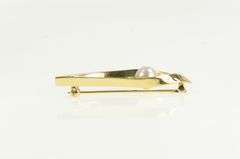 14K Yellow Gold Diamond 7.3mm Pearl Ribbon Curvy Statement Pin/Brooch