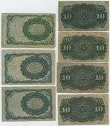 7 Assorted 10 Cents Fractional Currency Notes. Nice lot