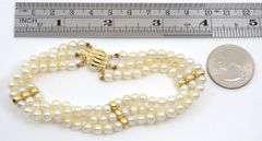 Lustrous 3 Strand Pearl & 14k Bracelet