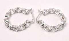 CZ Hoop Earrings In Sterling Silver