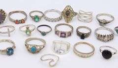 Big Group Lot of Vintage 925 Sterling Silver Rings
