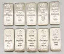 100.00 OZ .999 SILVER GROUP LOT! 10x SILVER 10 OZ BARS- INVESTMENT OPPERTUNITY