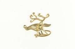 10K Yellow Gold Stylized Reindeer Animal Head Holiday Pin/Brooch