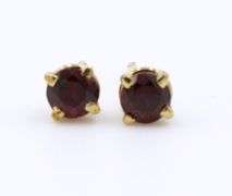 Attractive Yellow Gold Red Stone Stud Earrings