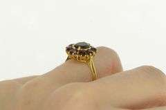 18K Yellow Gold Oval Garnet Halo Vintage Cocktail Statement Ring