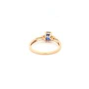 10K Yellow Gold Emerald Cut Syn. Sapphire Diamond Statement Ring