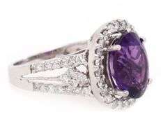 5.75ct Oval Amethyst and 1.10ctw Diamond Frame Ring in 14K