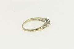 10K White Gold Vintage Diamond Classic Bypass Wavy Ring