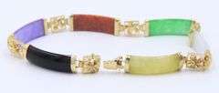 Multi Color Jade Bracelet with Gold Plated