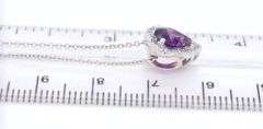 Gorgeous White Gold Amethyst and Diamond accent Pendant on Chain Necklace