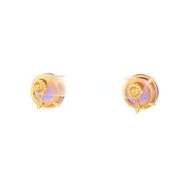 14K Yellow Gold Round Syn. Alexandrite Vintage Screw Back Earrings