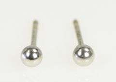 14K White Gold 2.8mm Ball Round Sphere Vintage Stud Earrings