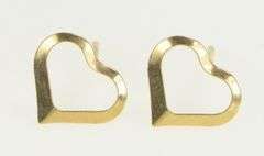 14K Yellow Gold Vintage Simple Heart Love Symbol Stud Earrings