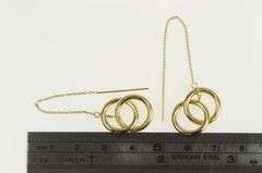 14K Yellow Gold Two Tiered Circle Round Vintage Dangle Chain Earrings