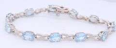 925 Sterling Silver Blue Topaz Link Bracelet