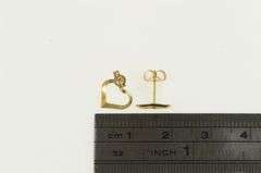 14K Yellow Gold Vintage Simple Heart Love Symbol Stud Earrings