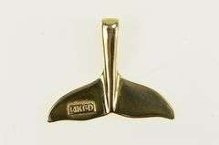 14K Yellow Gold Whale Tail Fluke Ocean Animal Motif Charm/Pendant