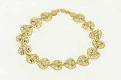 14K Yellow Gold Pearl Ornate Filigree Scroll Love Symbol Bracelet