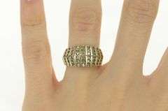 14K Yellow Gold 1.00 Ctw Diamond Striped Vintage Statement Ring