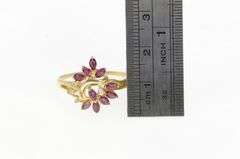 14K Yellow Gold Natural Ruby Diamond Cluster Freeform Ring