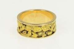 14K Yellow Gold 8.0mm Textured Nugget Gold Rush Band Ring
