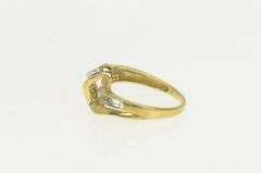 10K Yellow Gold Vintage Diamond Wave Classic Statement Ring