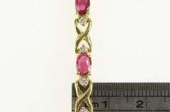 14K Yellow Gold 6.50 Ctw Oval Ruby Diamond Vintage Tennis Bracelet