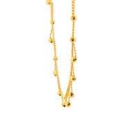 14K Yellow Gold Scalloped Ball Beaded Vintage Ornate Chain Necklace