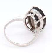 Sterling Silver Large Oval Smoky Quartz Ring