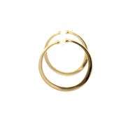 14K Yellow Gold 28.4mm Clip On Hammered Statement Hoop Earrings
