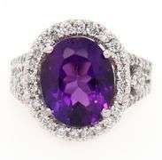 5.75ct Oval Amethyst and 1.10ctw Diamond Frame Ring in 14K