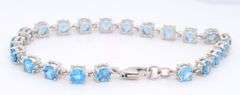 925 Sterling Silver Blue Topaz Tennis Bracelet