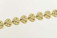 14K Yellow Gold Pearl Ornate Filigree Scroll Love Symbol Bracelet