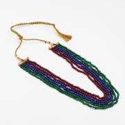 Multi-strand Natural Ruby, Emerald and Sapphire Necklace