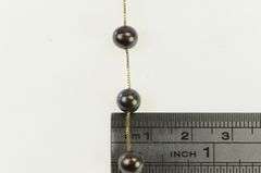 14K Yellow Gold 6.3mm Tahitian Pearl Square Link Box Chain Necklace