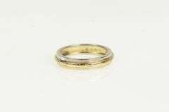 14K Yellow Gold 3.8mm Vintage Two Tone Wedding Band Ring