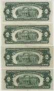 4 Series of 1953 $2 Red Seal STAR notes in AU & CU