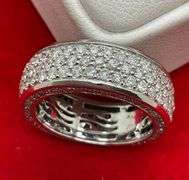 CERTIFIED 14K WHITE GOLD AND DIAMOND RING. 3.15 CARAT DIAMONDS