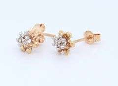 10KT Yellow Gold Three Set Stud Earrings