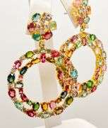 FANCY 24.00 CARAT TOURMALINE AND DIAMOND CHANDELIER EARRINGS