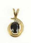 14K Yellow Gold Black Onyx Diamond Vintage Swirl Classic Pendant