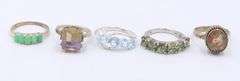 Sterling Silver Mixed Gemstone Ring Lot