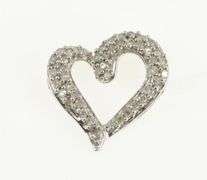10K White Gold Pave Diamond Encrusted Heart Valentine Charm/Pendant